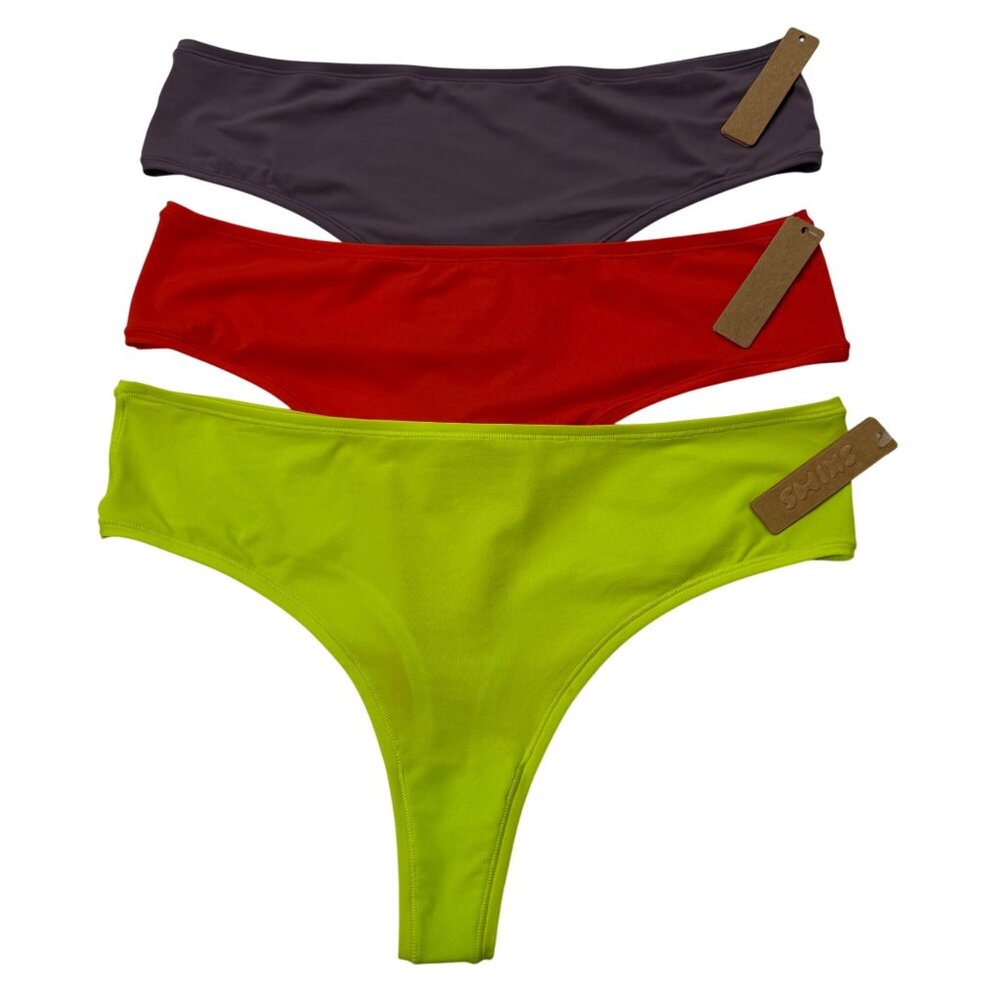SKIMS Fits Everybody‎ Thong Lot of 3 Plum Fire Lime 4X